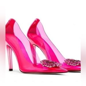 NEW GOOD AMERICAN CINDER-F*CKING-RELLA PUMP PINK (box and Duffy bag included)